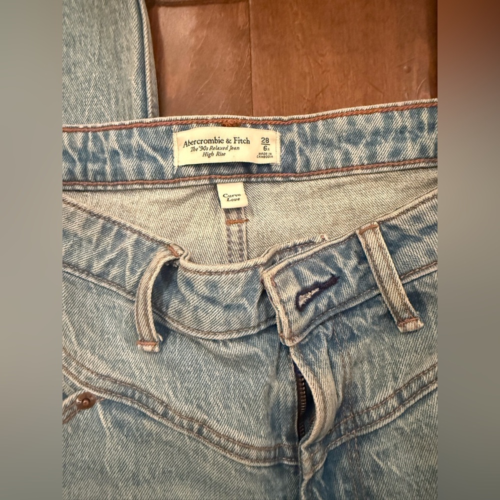 Abercrombie & Fitch Light Blue Straight Leg Jeans - Picture 2 of 3